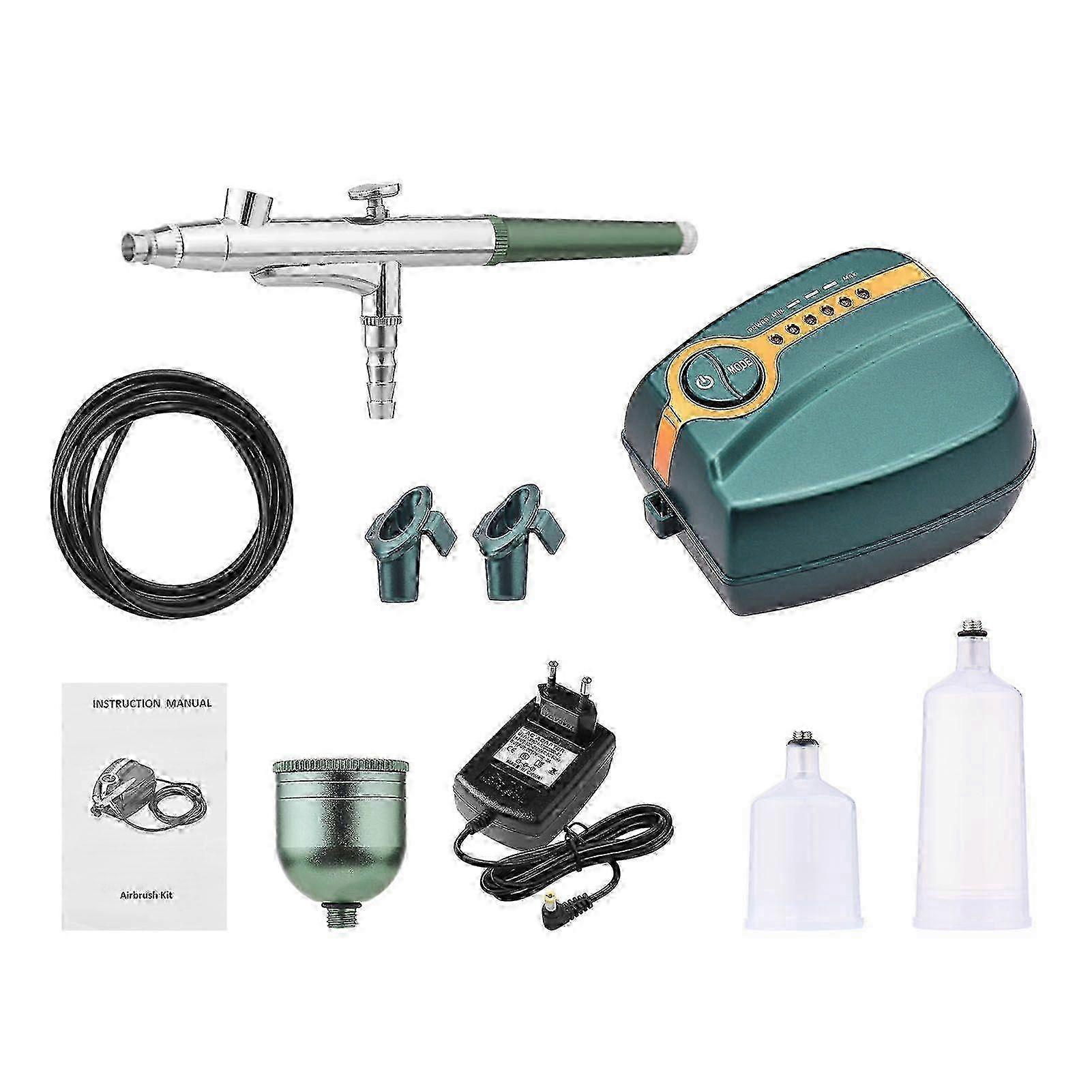 Multi-functional Airbrush Kit with Compressor Handheld Air Brush Set Dual-Action 5-level Adjustable Pressure Max.25PSI with 3pcs Paint Cups for P