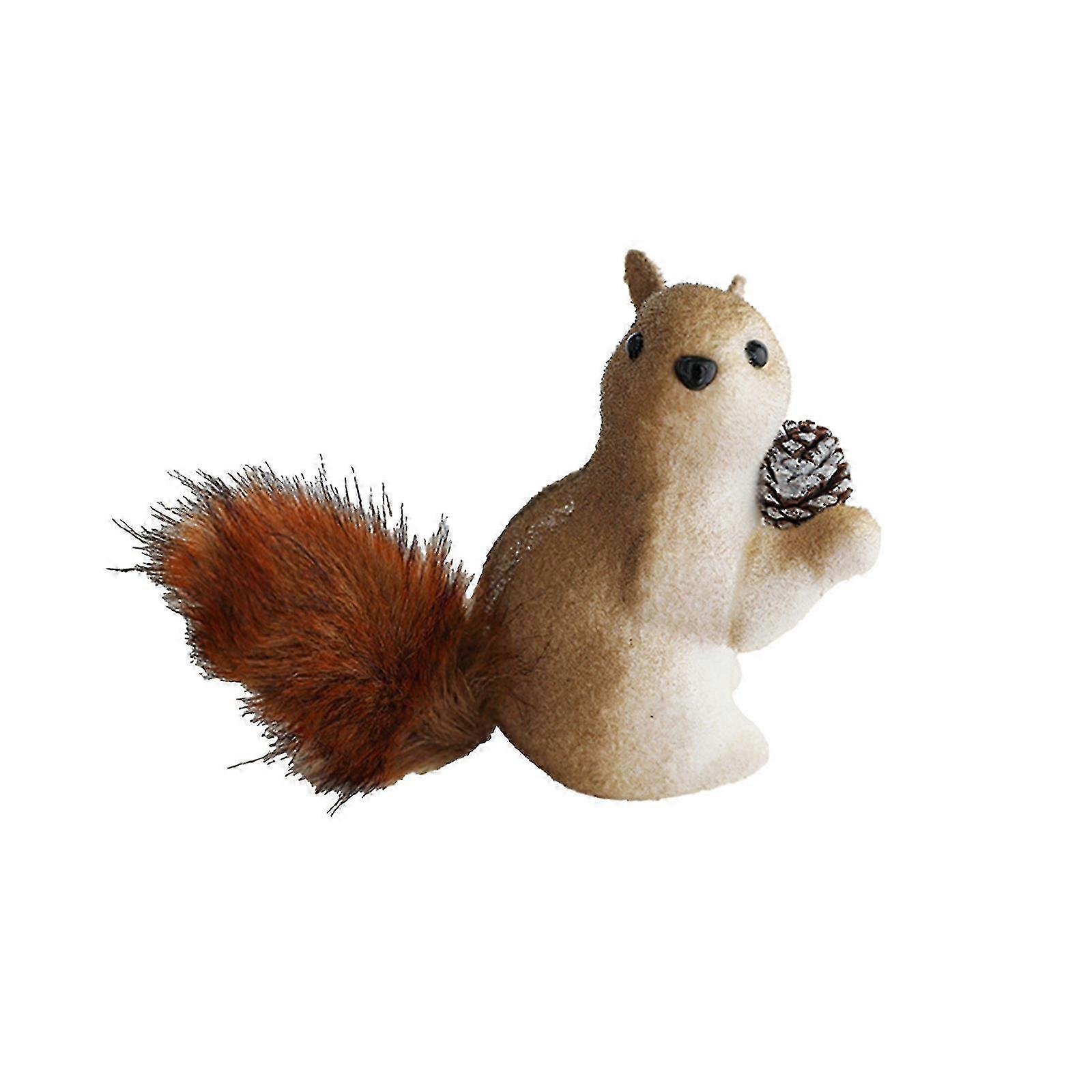 Cute Brown Mini Christmas Tree Decorations with Lifelike Squirrels, Hanging Figurines of Pines and Cones, Forest Animal Ornaments