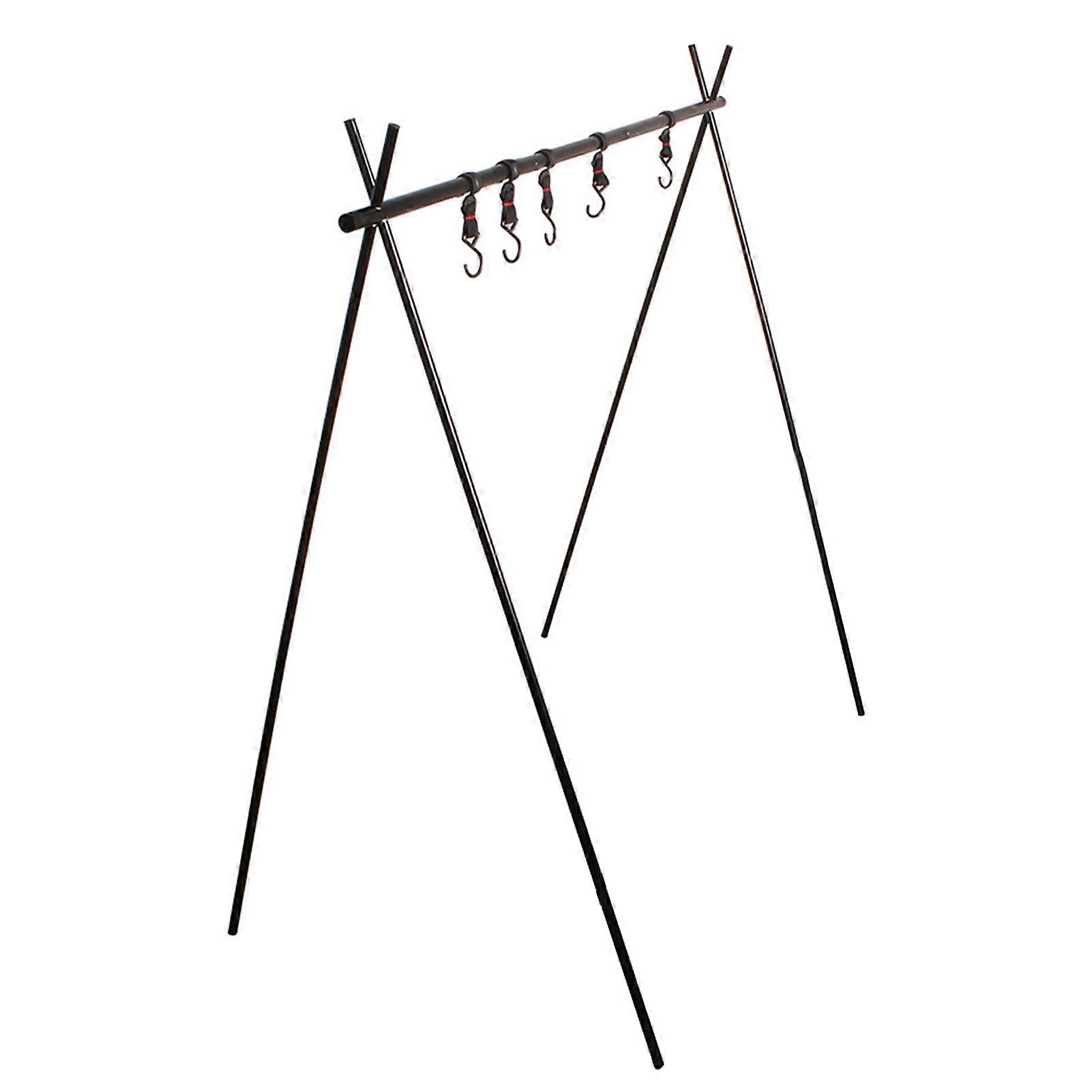 Foldable Outdoor Cookware Rack with 5 Hooks, 8kg Capacity, S/L