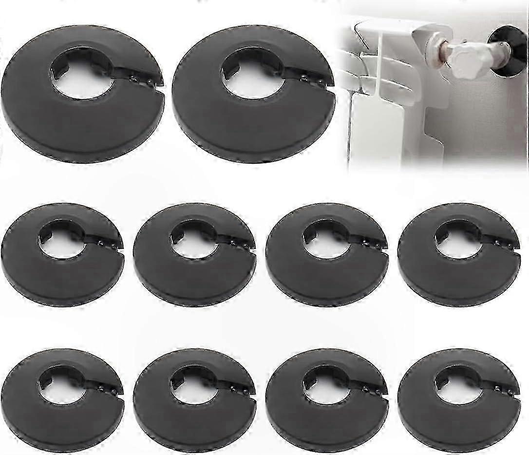 16mm Pipe Hole Covers for Floor Mounting Radiators, 10-Pack Rosettes and Clamps