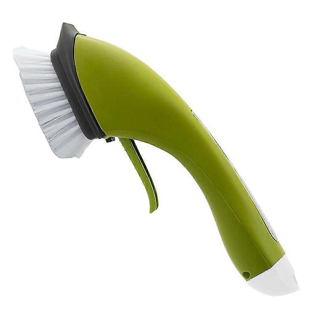 Automatic Liquid Discharge Press Type Pot Washing Brush Kitchen Pot Washing Brush Wall Brush, Green