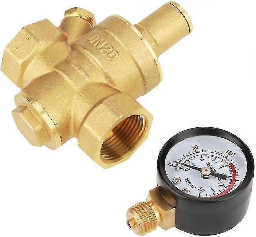 Régulateur de pression d’eau en laiton DN20 réglable avec manomètre pour usage domestique