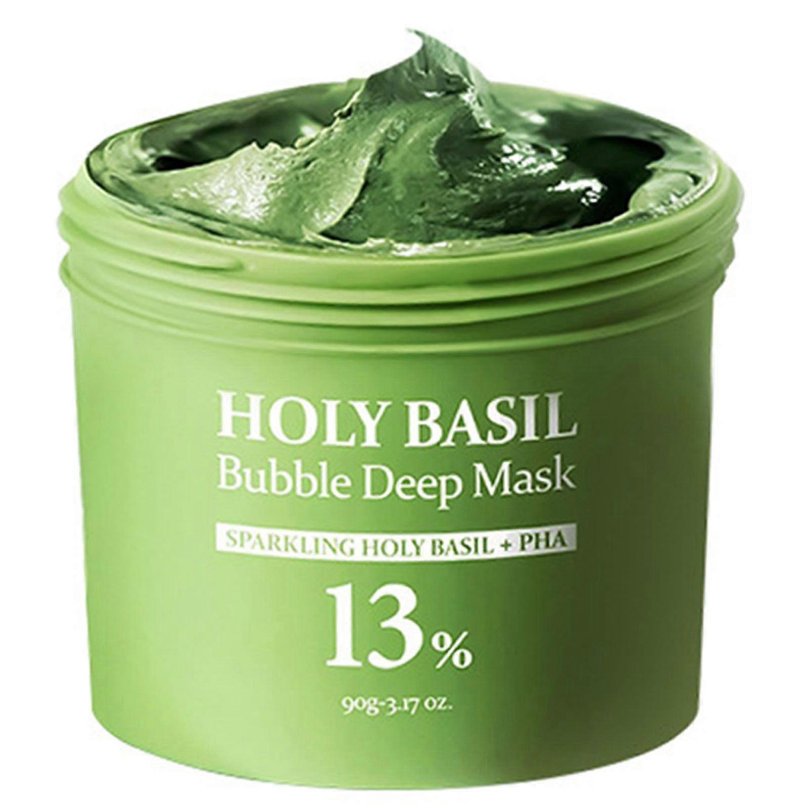 Holy Basil Bubble Deep Cleansing Mask, Carbonated Bubble Clay Mask, Purifies Pores & Blackheads, Korean Clay to Bubble Wash-Off Mask