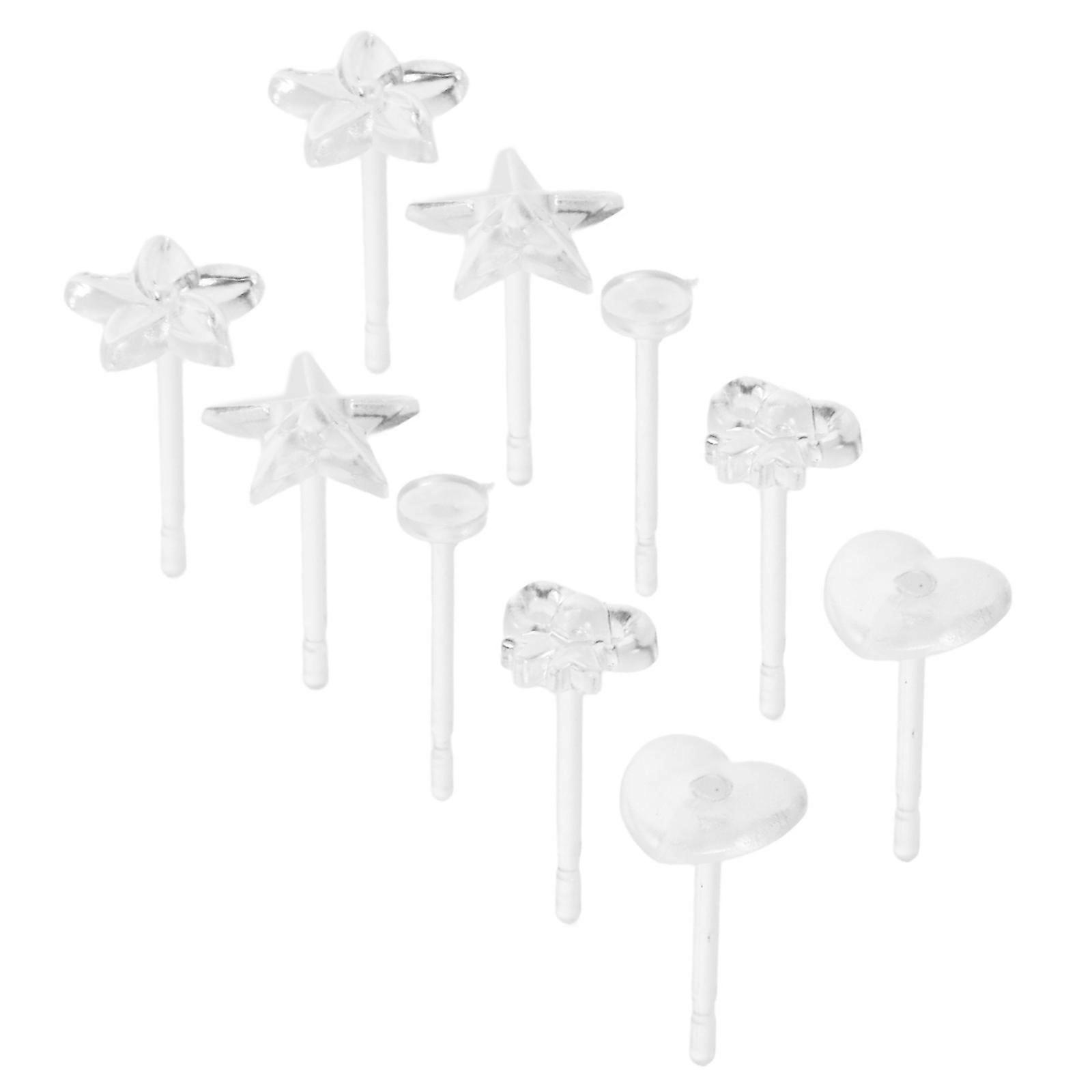 Resin Transparent Piercing Retainer Ear Studs for Women 1Set Clear Backs