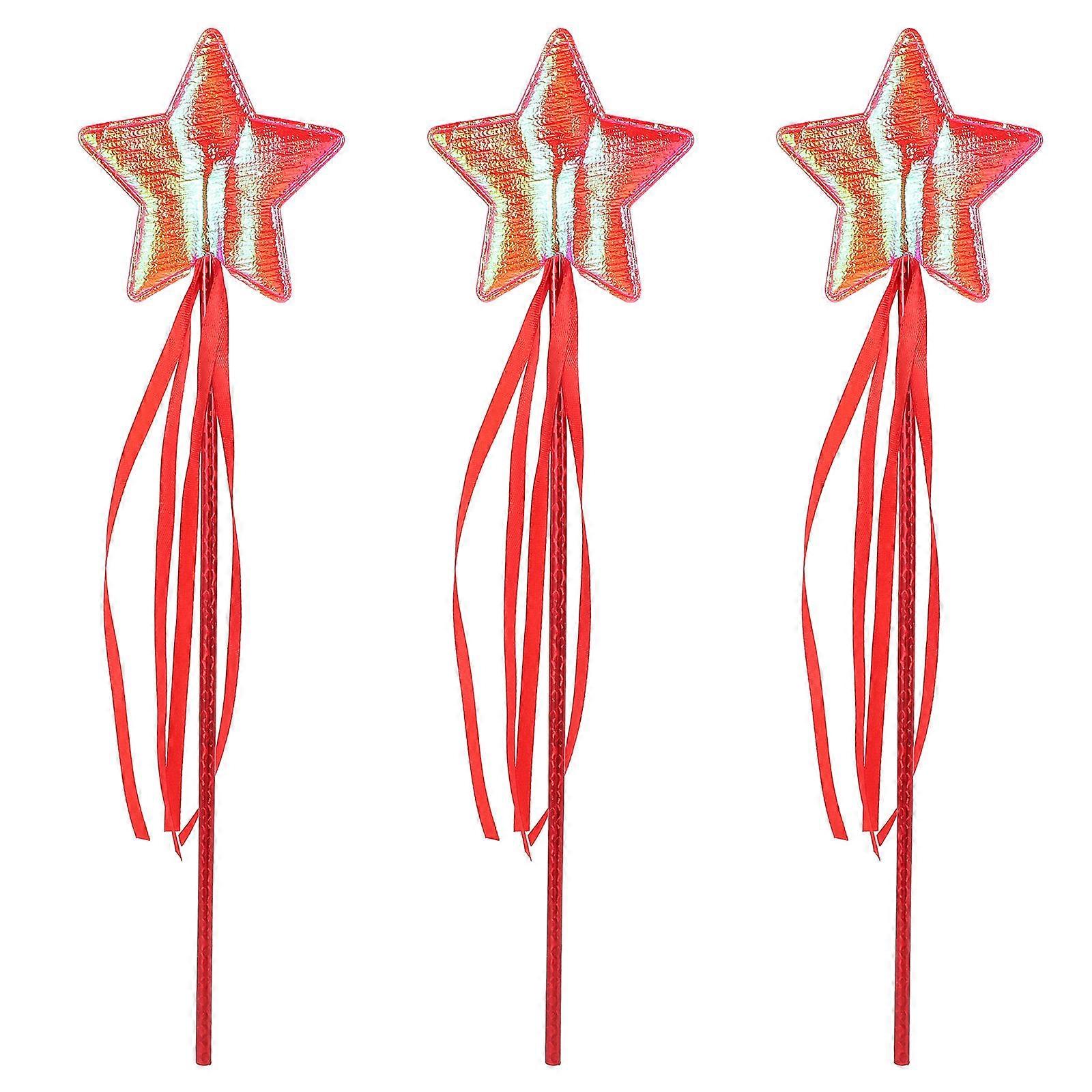 Star Wands Five-Pointed Core Product for Party Play 3Pcs Red