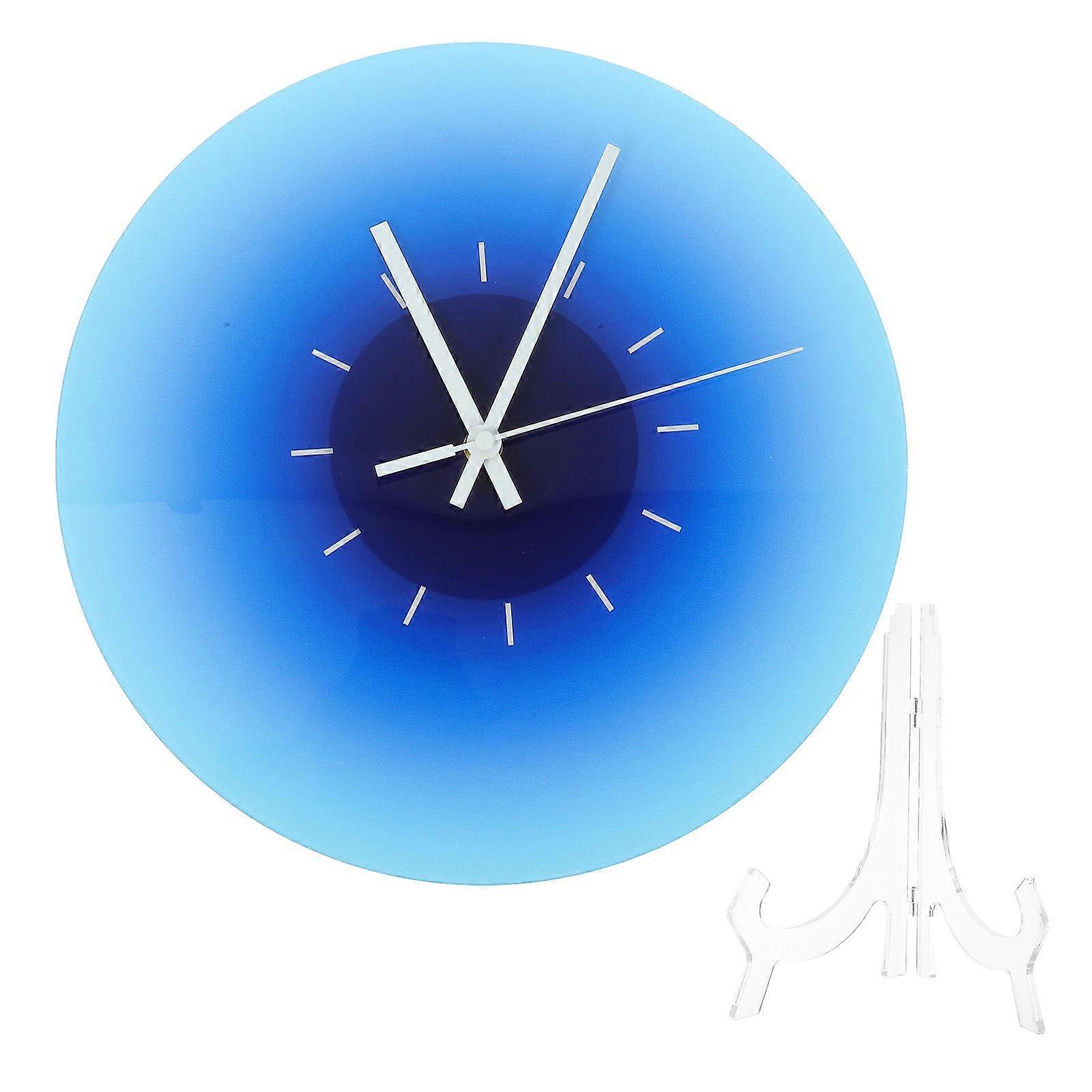 Acrylic Wall Clock Decorative Clock for Home 4Pcs with Rack Blue Color