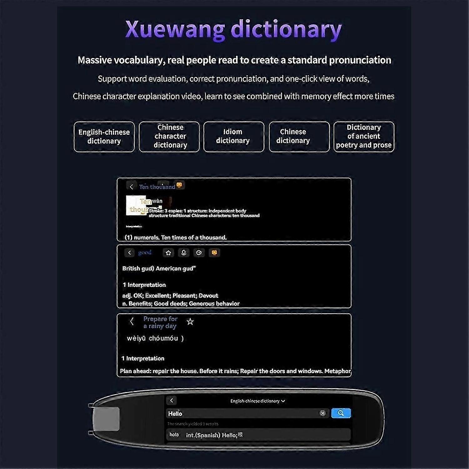 Multilingual Translation Pen, Text Scanner and Reader Device, Supports 142 Languages, for Instant On