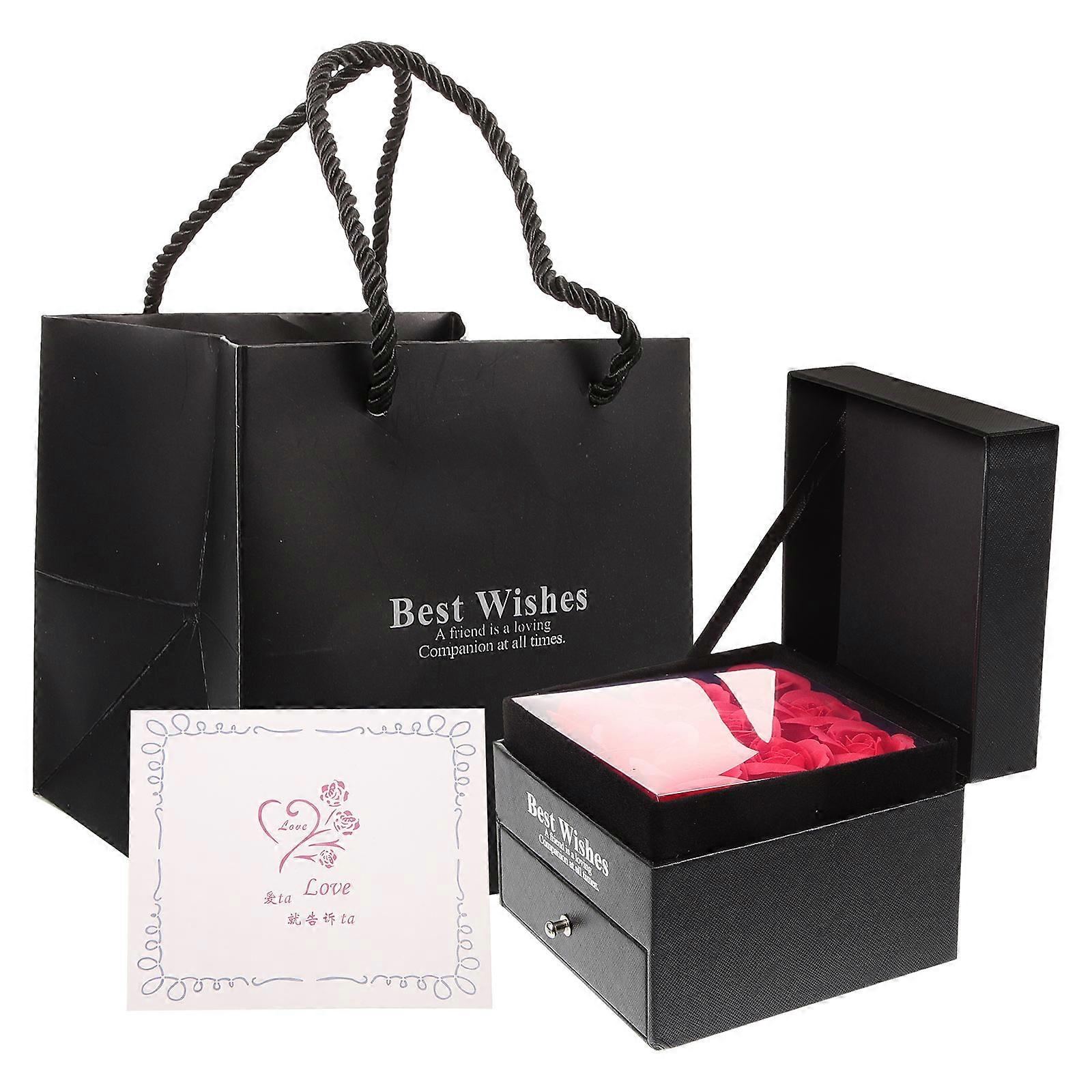 Rose Box Jewelry Case for Storage 1Set Gift Drawer Box Valentines Day
