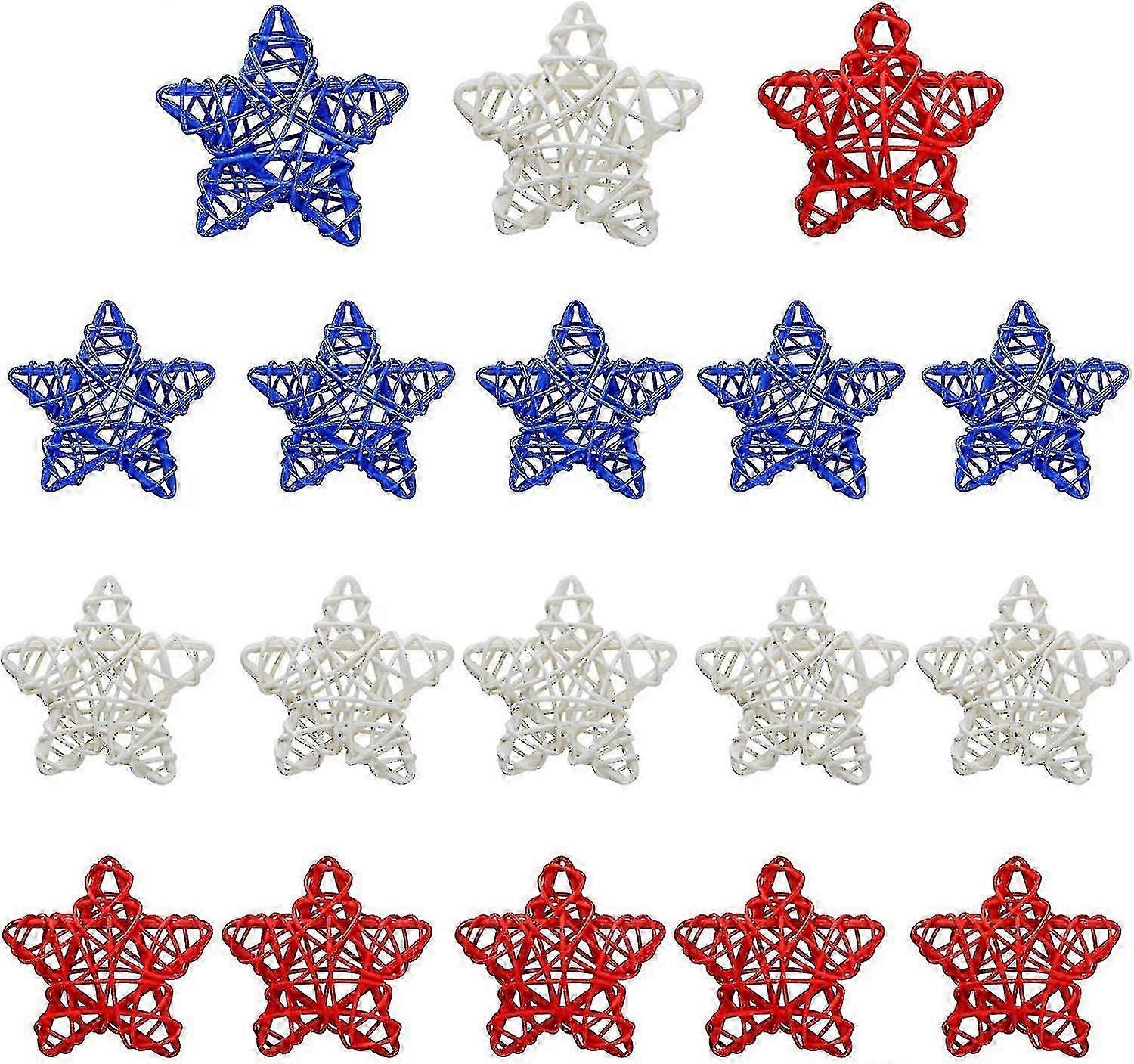 July Star Shaped Rattan Balls Decoration,red Blue White Stars