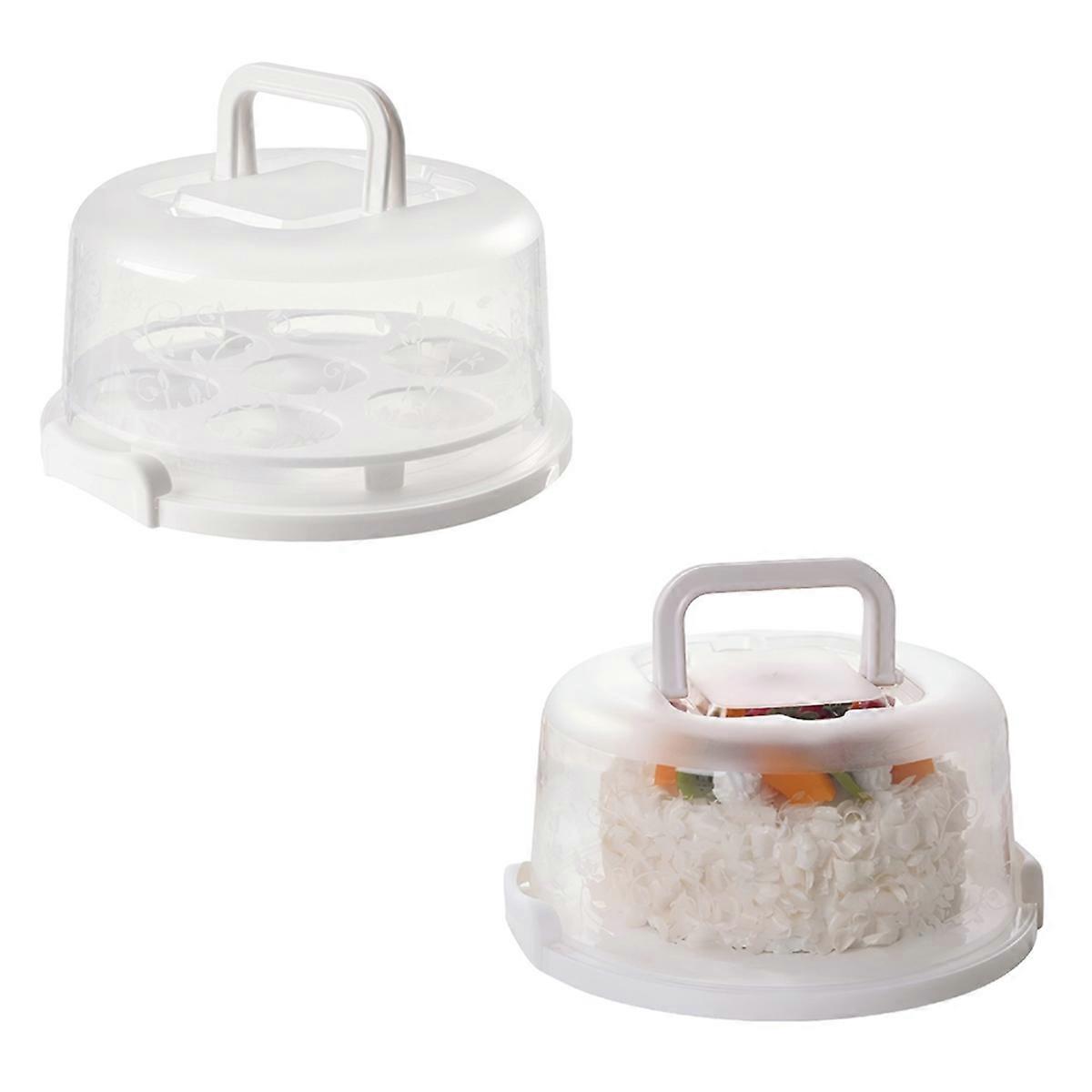 Cake Transport Box with Lid Handle Cake Box Cup Cake Container White