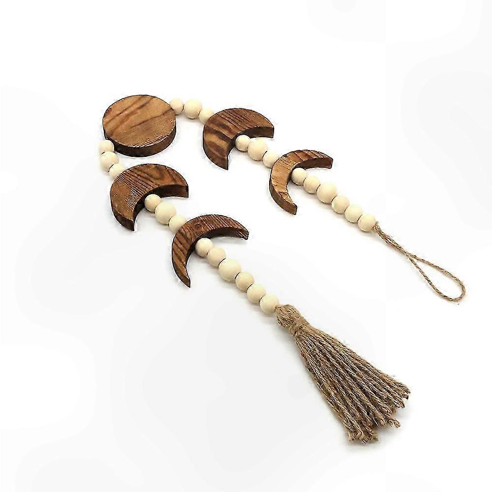 Macrame Wall Art with Beaded Moon Phase Design