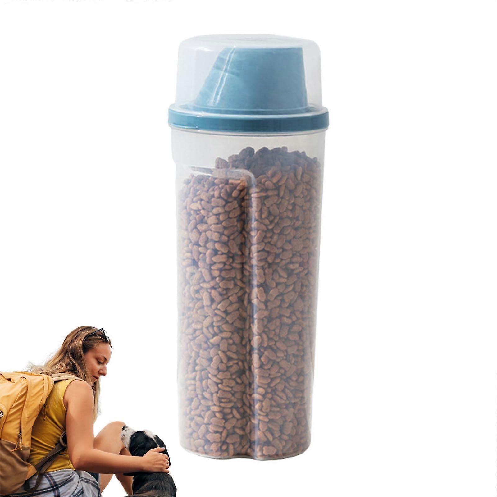 Dog Food Container Portable Dog Food Storage Box With BuiltIn Handle And Pouring Spout Blue For Travel