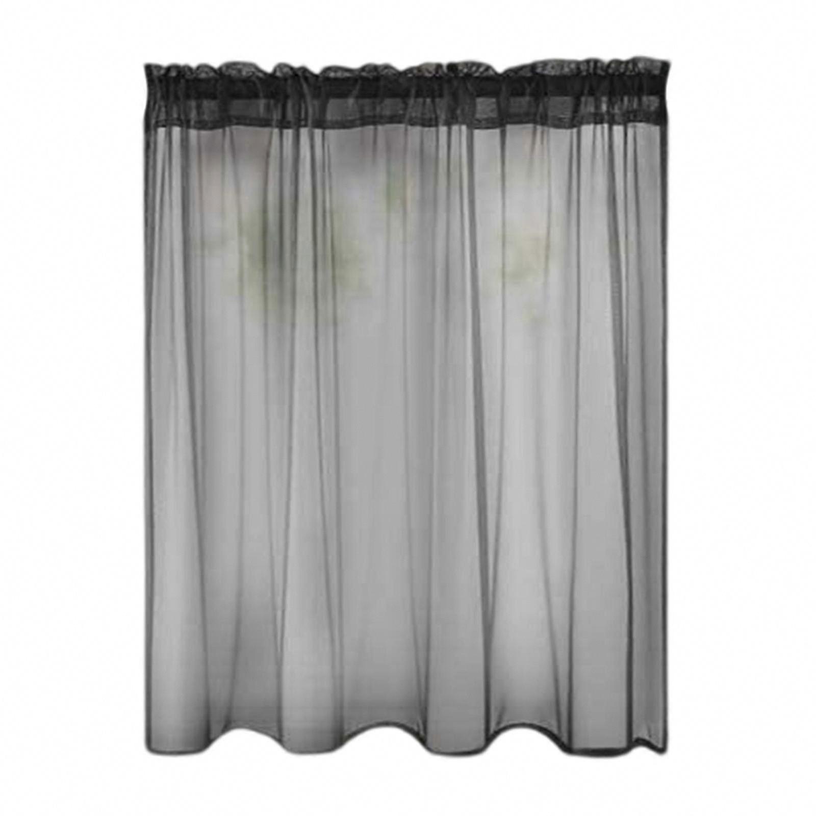 Non-See-Through Privacy Sheer Kitchen Curtains, Short Light Filtering Bathroom Window Curtains in Grey