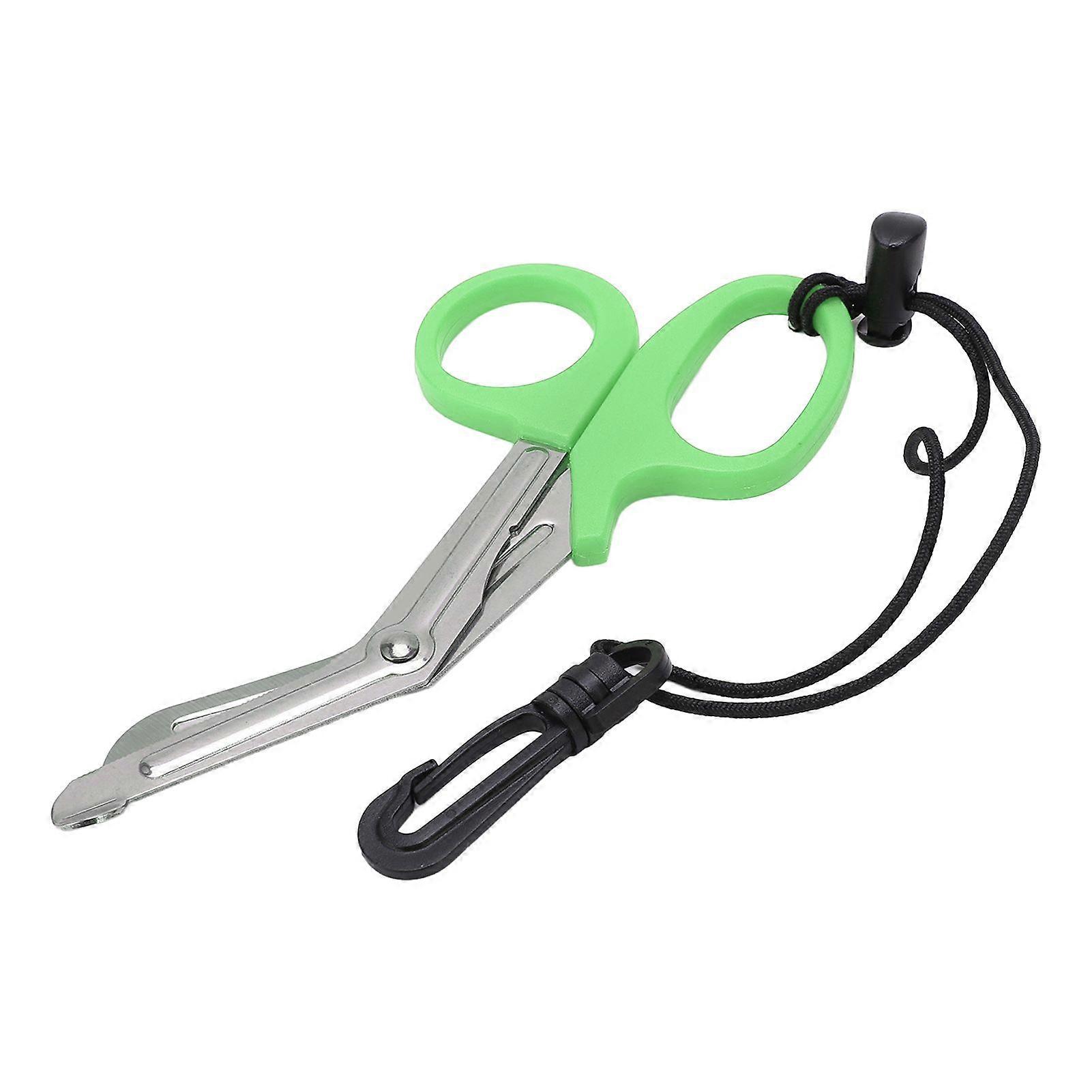 Dive Shears Safety Scuba Diving Scissors Stainless Steel Scuba Diver Shears with Lanyard and BuckleGreen