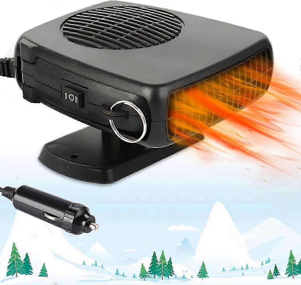 Portable Car Heater 12V/24V - Fast Heating Defroster Defogger Demister  2 in1 Fast Heating and Cooling Fan Fit For Windscreen  Windshield Car Heater F