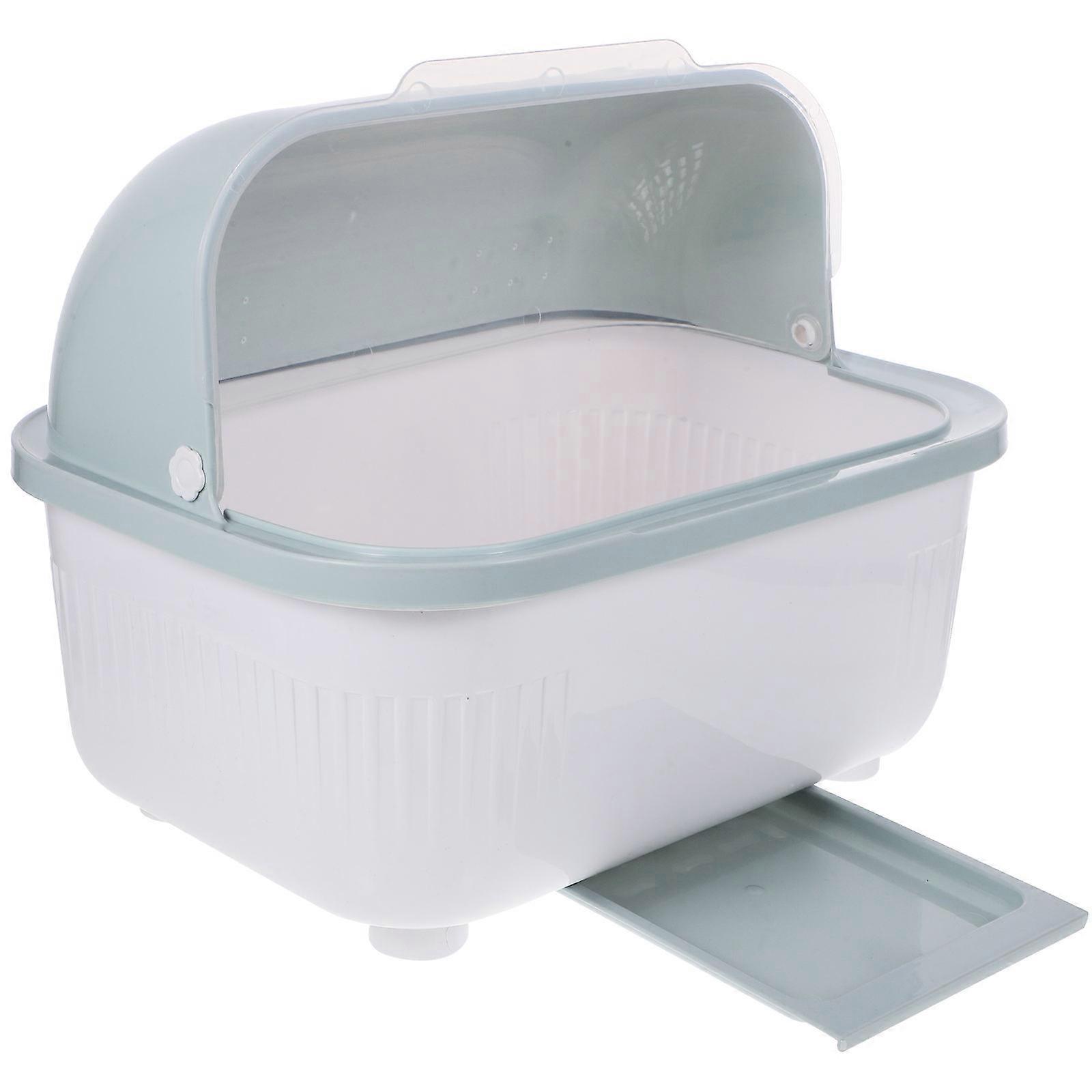 Rectangular Kitchen Dish Drying Rack Storage Box With Flip Design For Daily Life Utensil Organization In PP Material 1Set