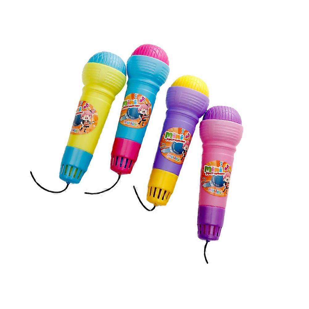 Plastic Toy Microphones Assorted Color Cartoon Style Simulated Microphone Role Play Props For Kids 4Pcs
