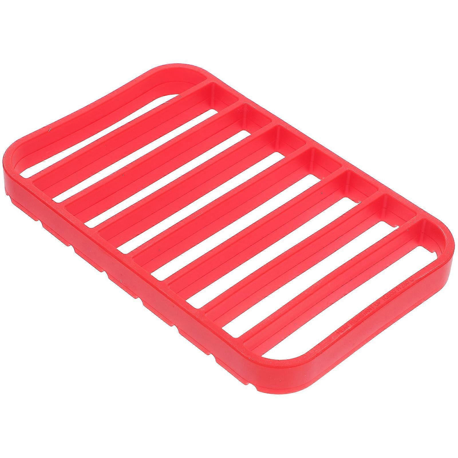 Dishwasher Safe Roasting Rack Professional Chefs Multi-Purpose Insulation Non-Stick 27x17.5x2.5cm Red 1Set