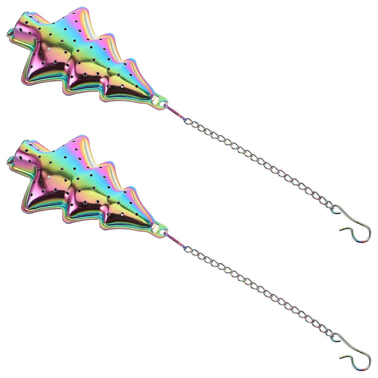 Christmas Tree Stainless Steel Tea Infuser For Fine Mesh Tea Filtration Home Use Assorted Color 8Pcs