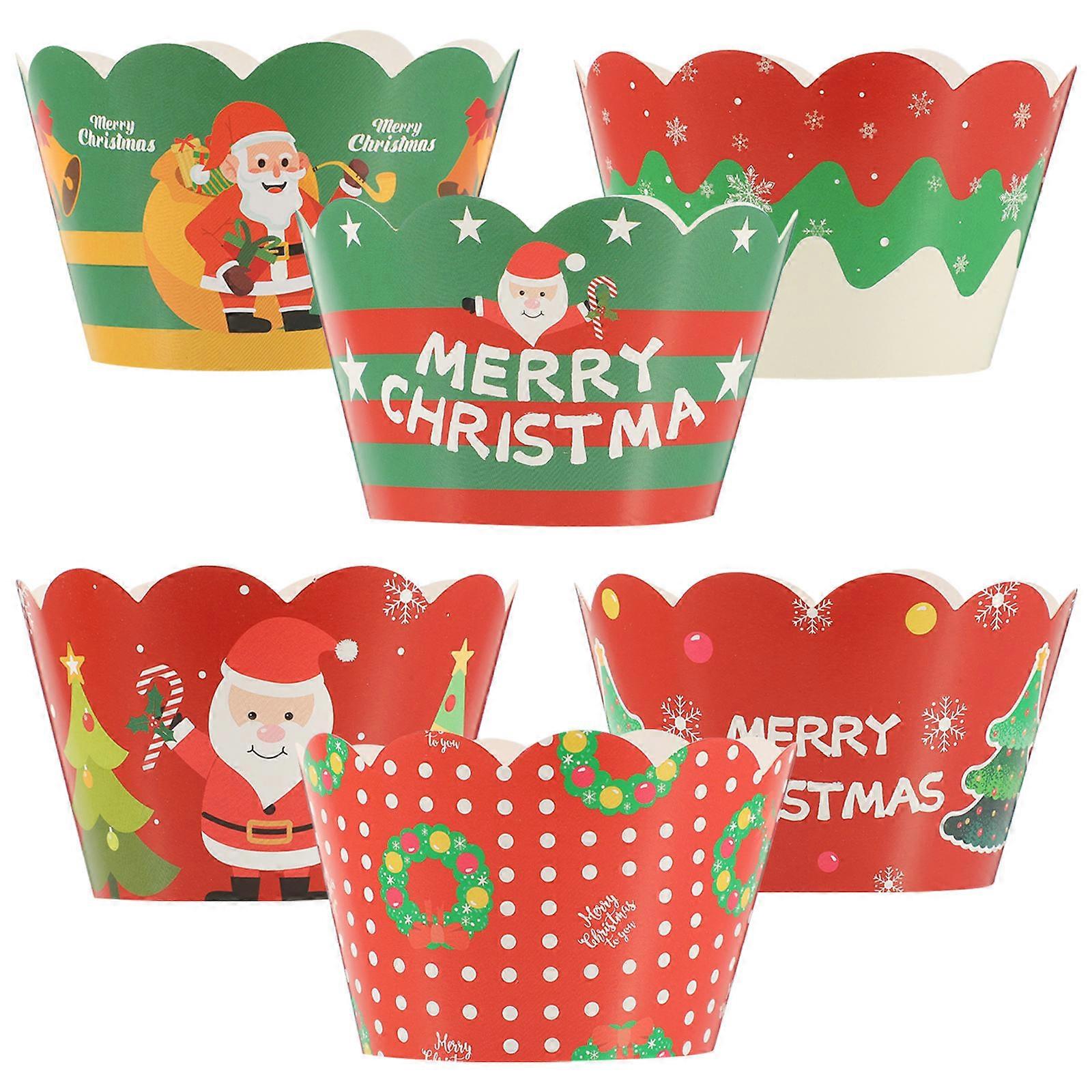 Xmas Cupcake Wrappers 30 Pcs Square Shape Festive Style Decorations For Christmas Party