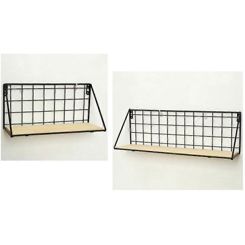 Black Wall-Mounted Storage Shelf Solid Wood Rack for Bathroom