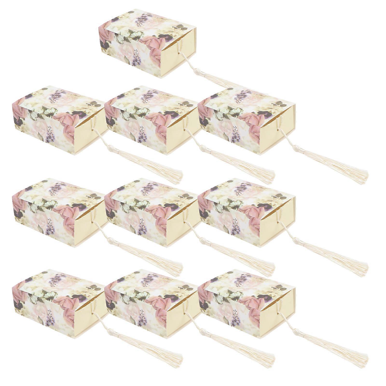 Floral Candy Box Paper Favor Box for Party Use with Tassel 80Pcs