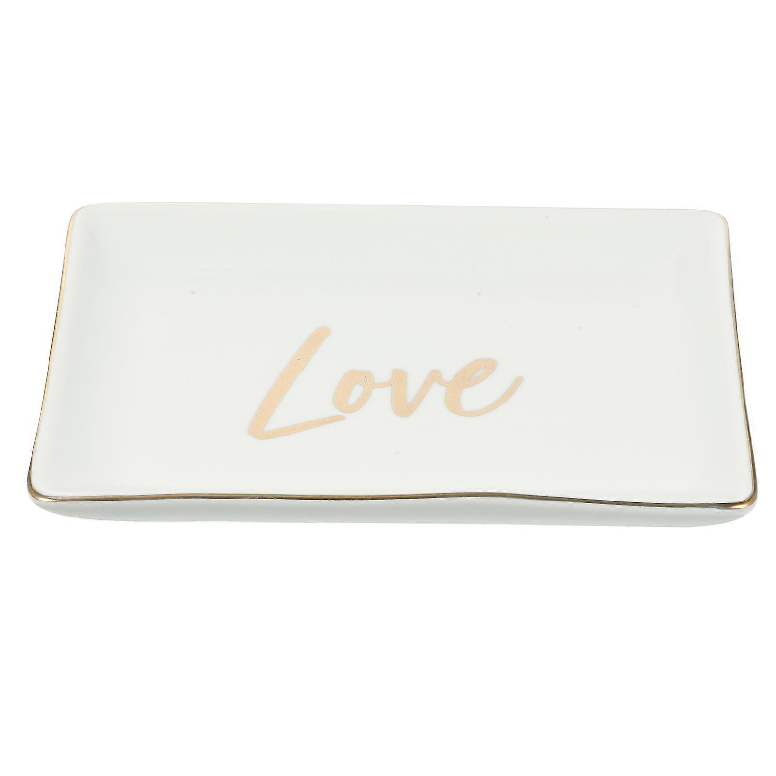 White Ceramic Tray Decorative for Jewelry Storage 4Pcs Ring Dish Set