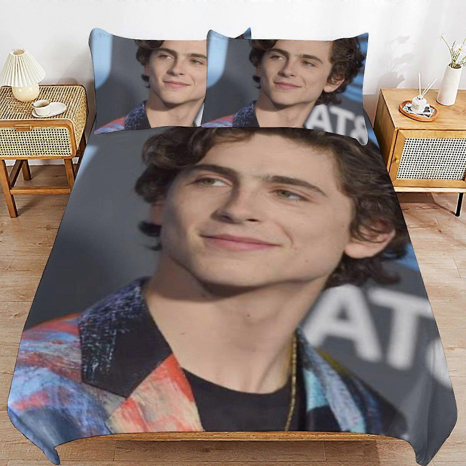 e598 Timothe Chalamet Breathable Bedding Solution Soft Surface Zipper Durable Thread Duvet Cover Sets Comfort Sleep d598