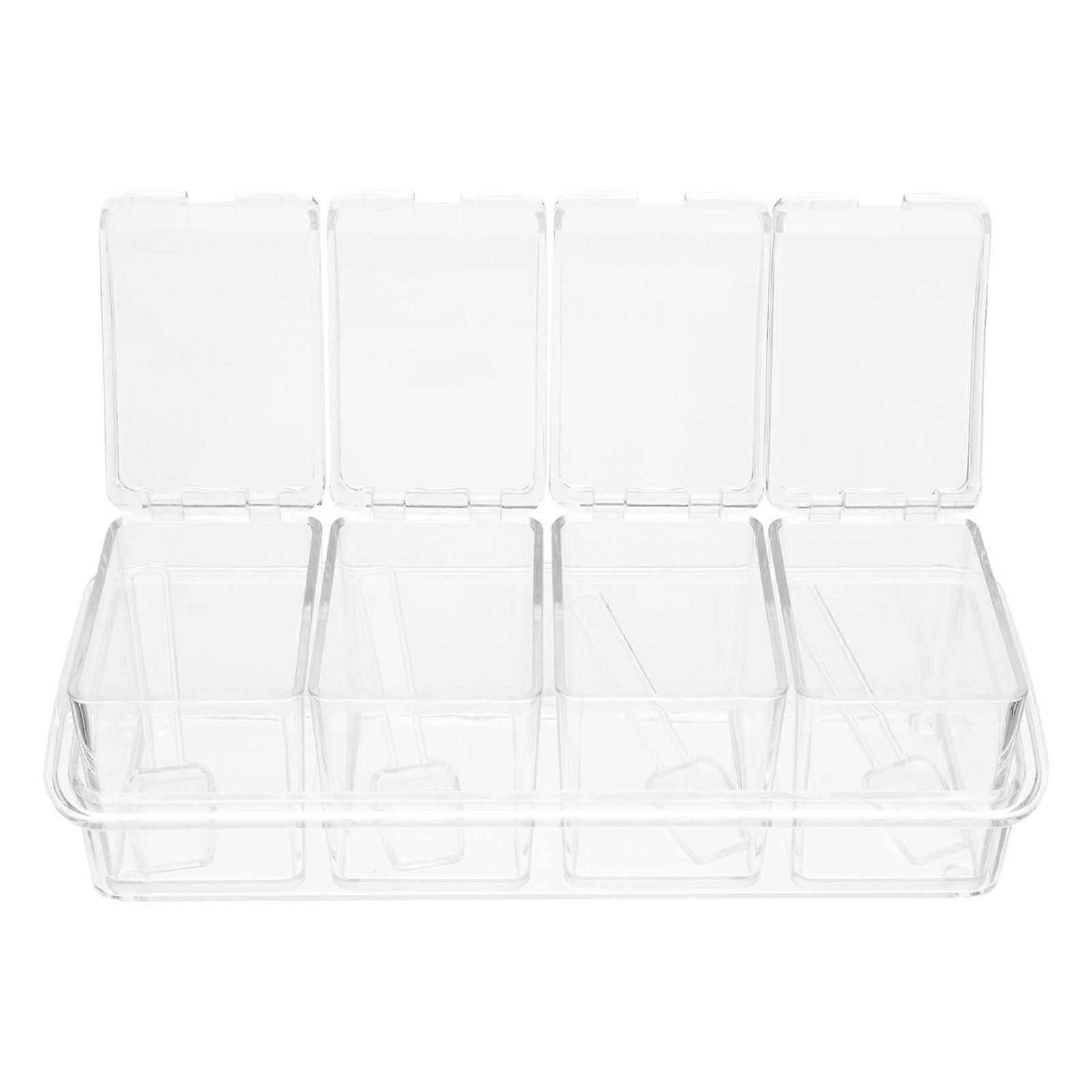 Kitchen Spice Jar Seasoning Container with Spoons 3Sets Transparent