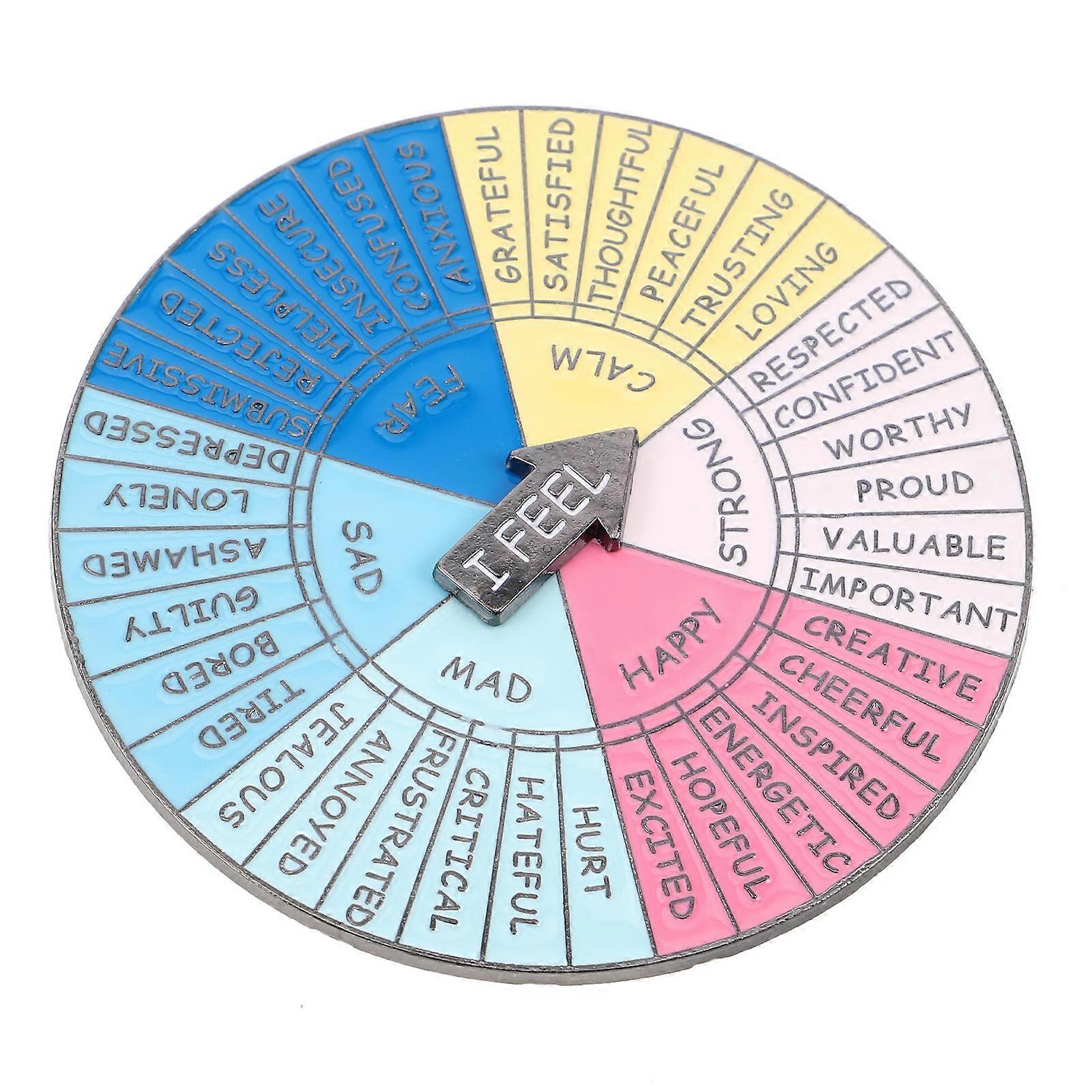 Rotating Emotion Wheel Brooch Creative Mood Display for Clothes Decoration 2Pcs