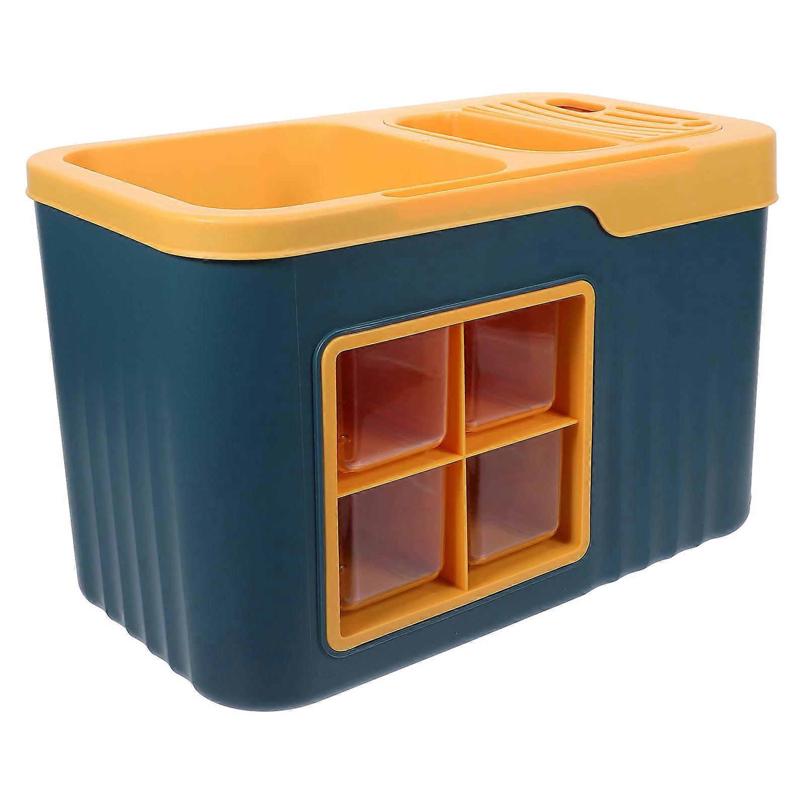 Condiment Storage Container Seasoning Box Organized Storage Strong Bearing Capacity Household Users 13.8×8.7×7.9in Plastic Simple Style 1Pack