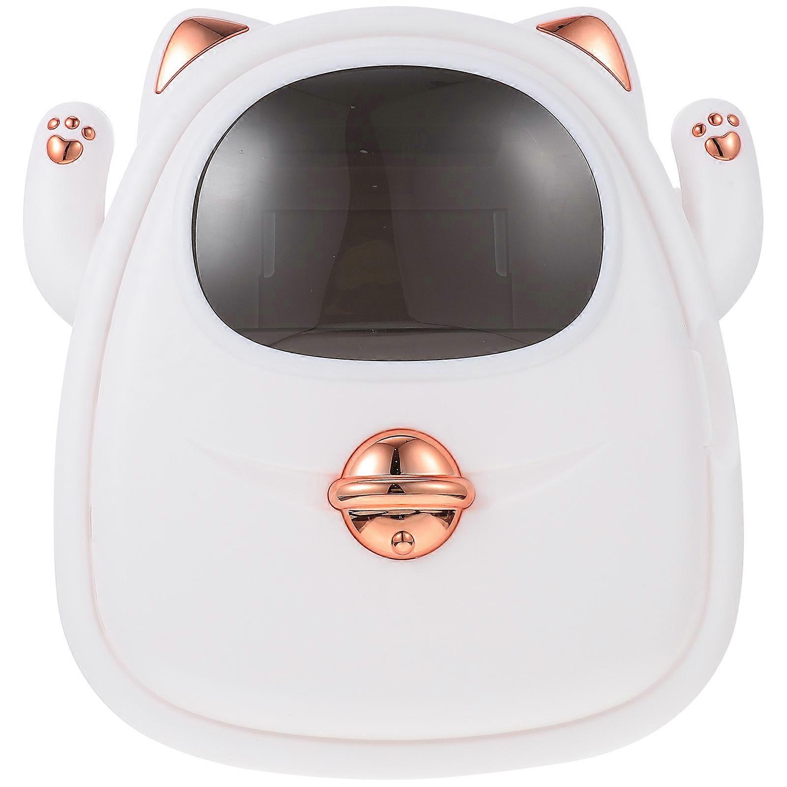 Fortune Cat Tissue Box Plastic White for Storage Wall-Mounted Tissue Box with Space Saving