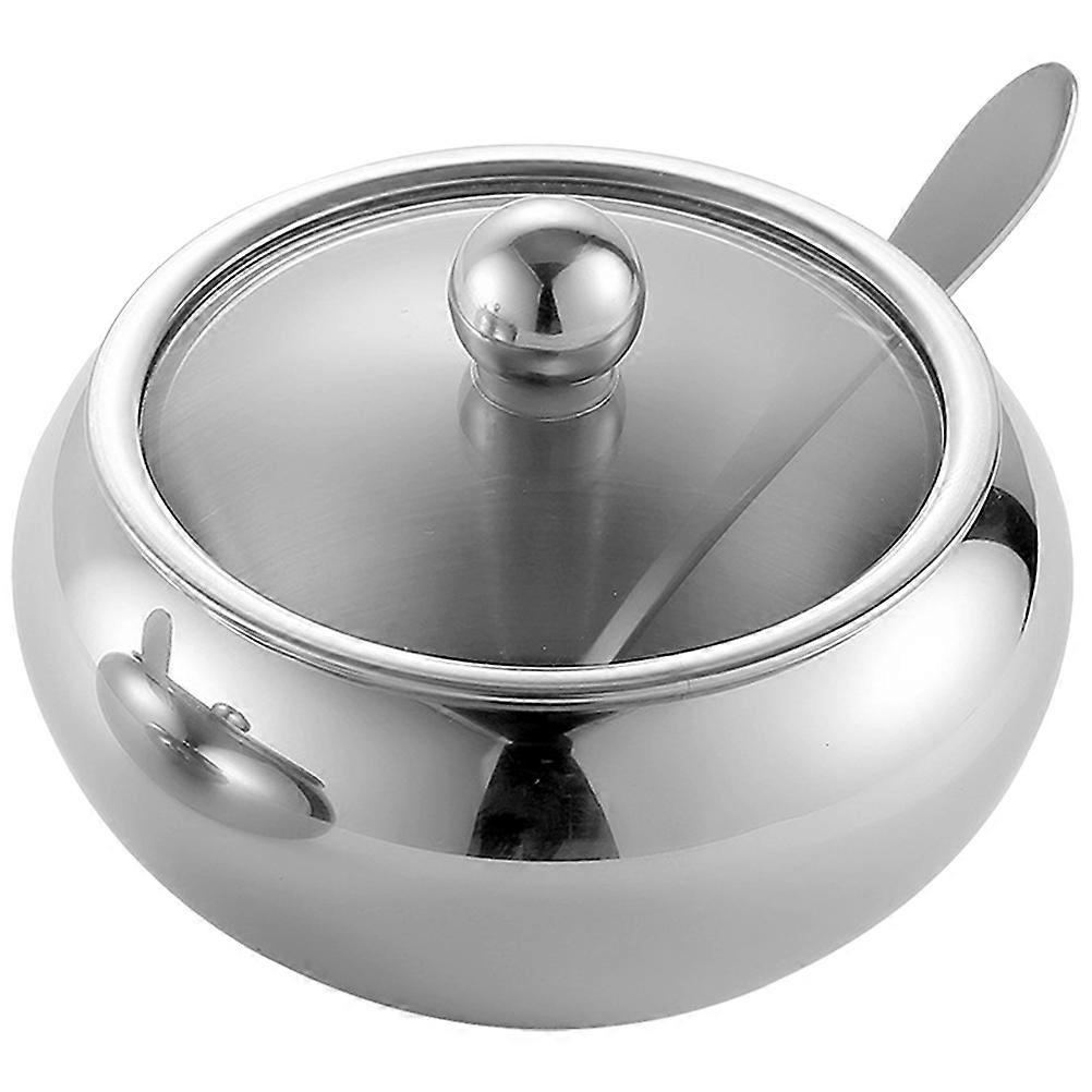 Metal Seasoning Jar Set With Lid Spoon For Kitchen Hotel Use In Simple Design 10X10X8.5CM Size For Storage 5Sets