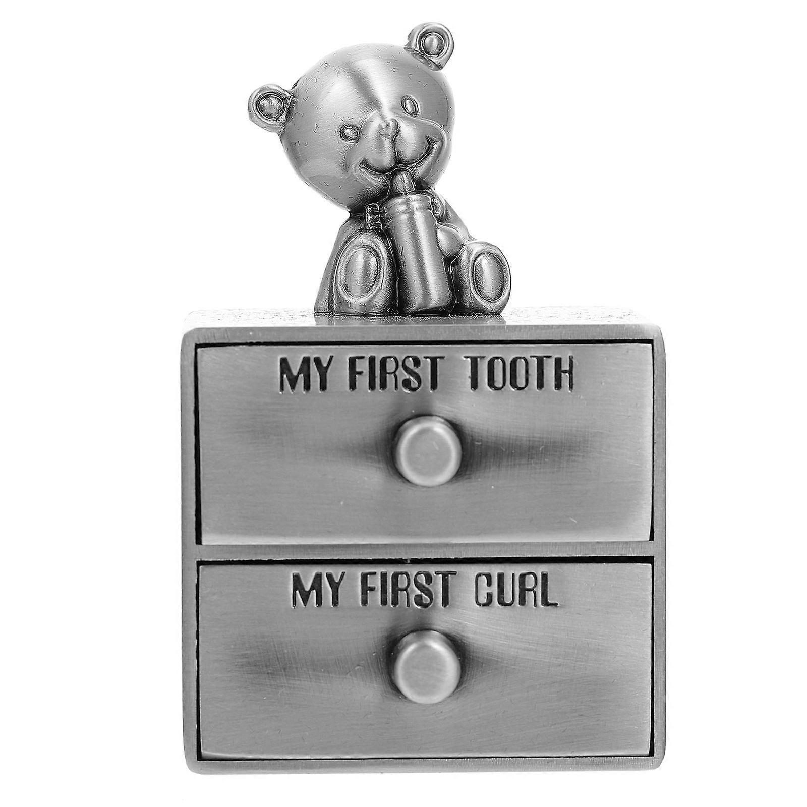 Baby Teeth Storage Box for Tooth Organizer 2Pcs Portable Silver