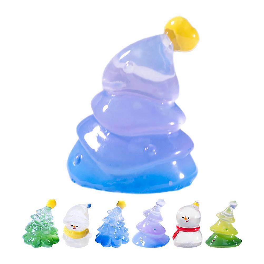 Small Snowman Miniatures for Decorative Use Christmas Village 7Pcs Set