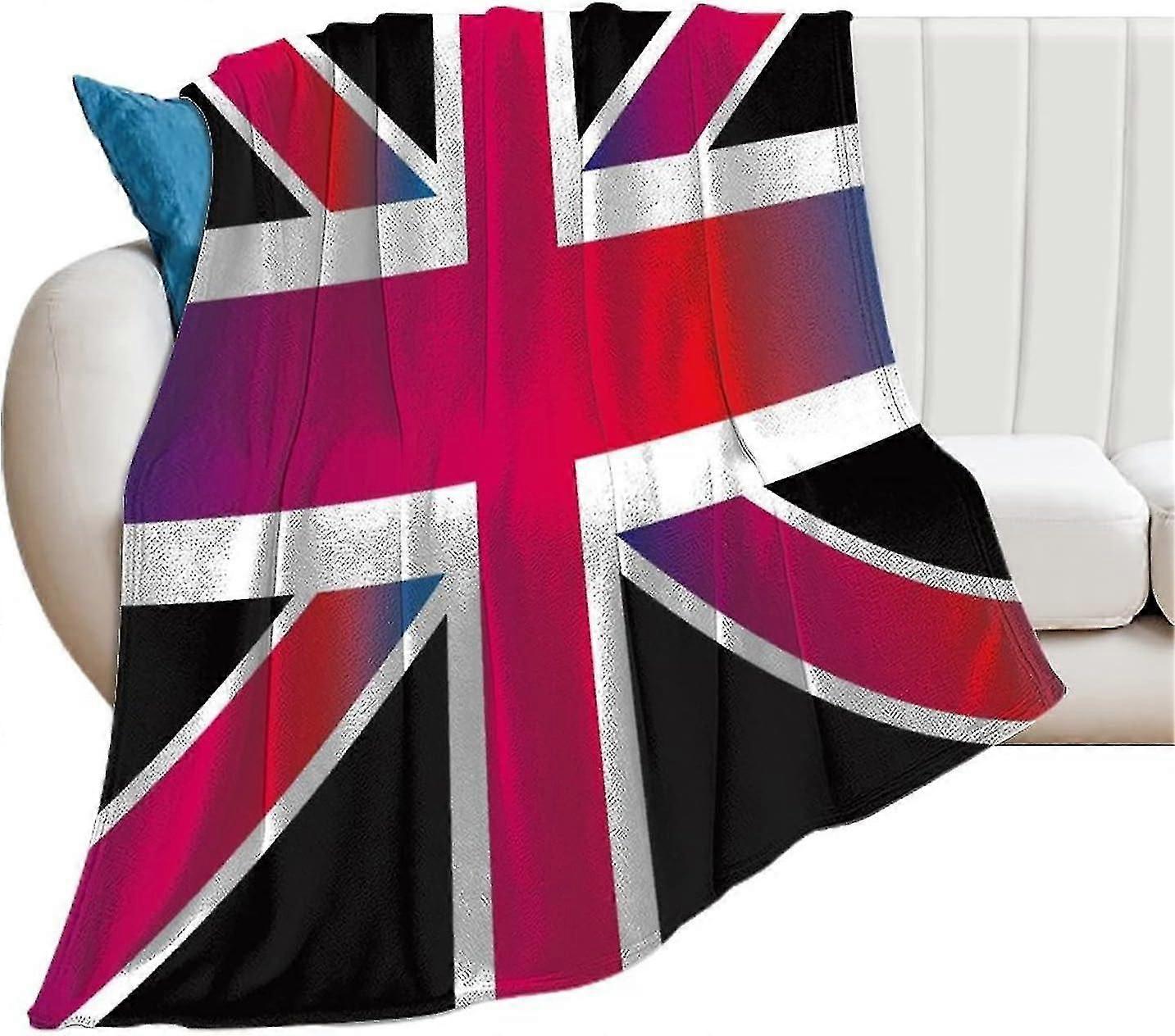Cobertor de flanela com bandeira da Inglaterra Union Jack, leve e macio, para cama e sofá