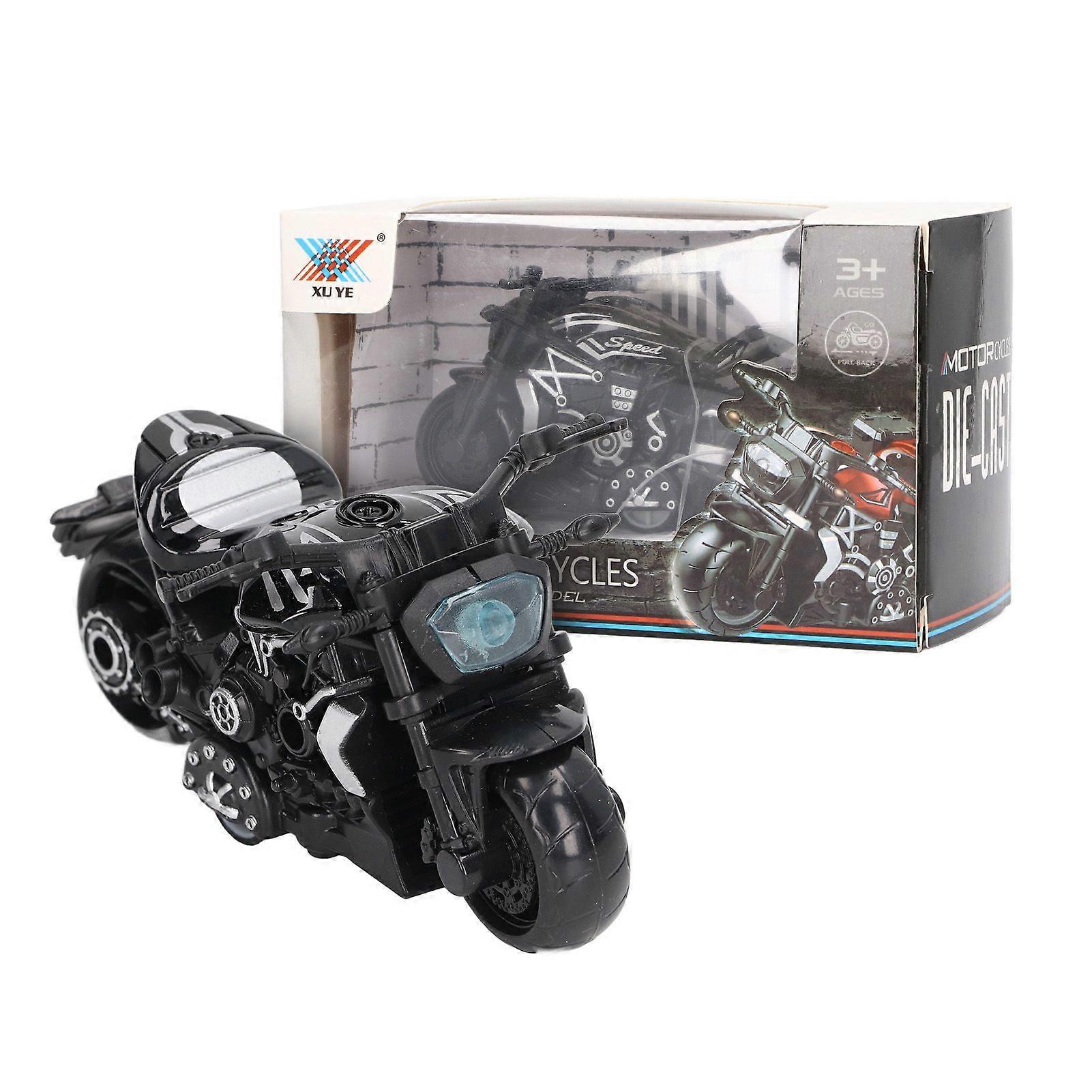 Alloy Simulation Motorcycle Model Cool Tiny Pull Back Motorcycle Toy for 3+ Years Old(Black )