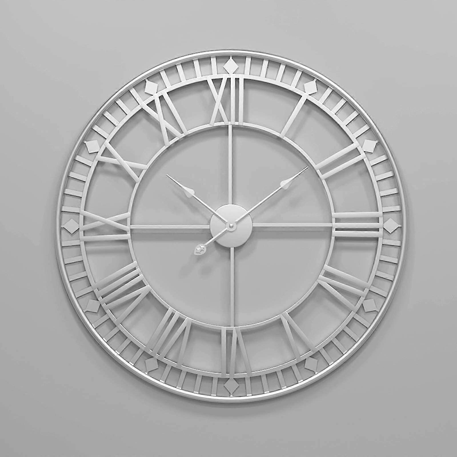 Outdoor Wall Clock 80 cm Metal Round Clock With Roman Numerals OpenFace Retro Waterproof Garden Clock