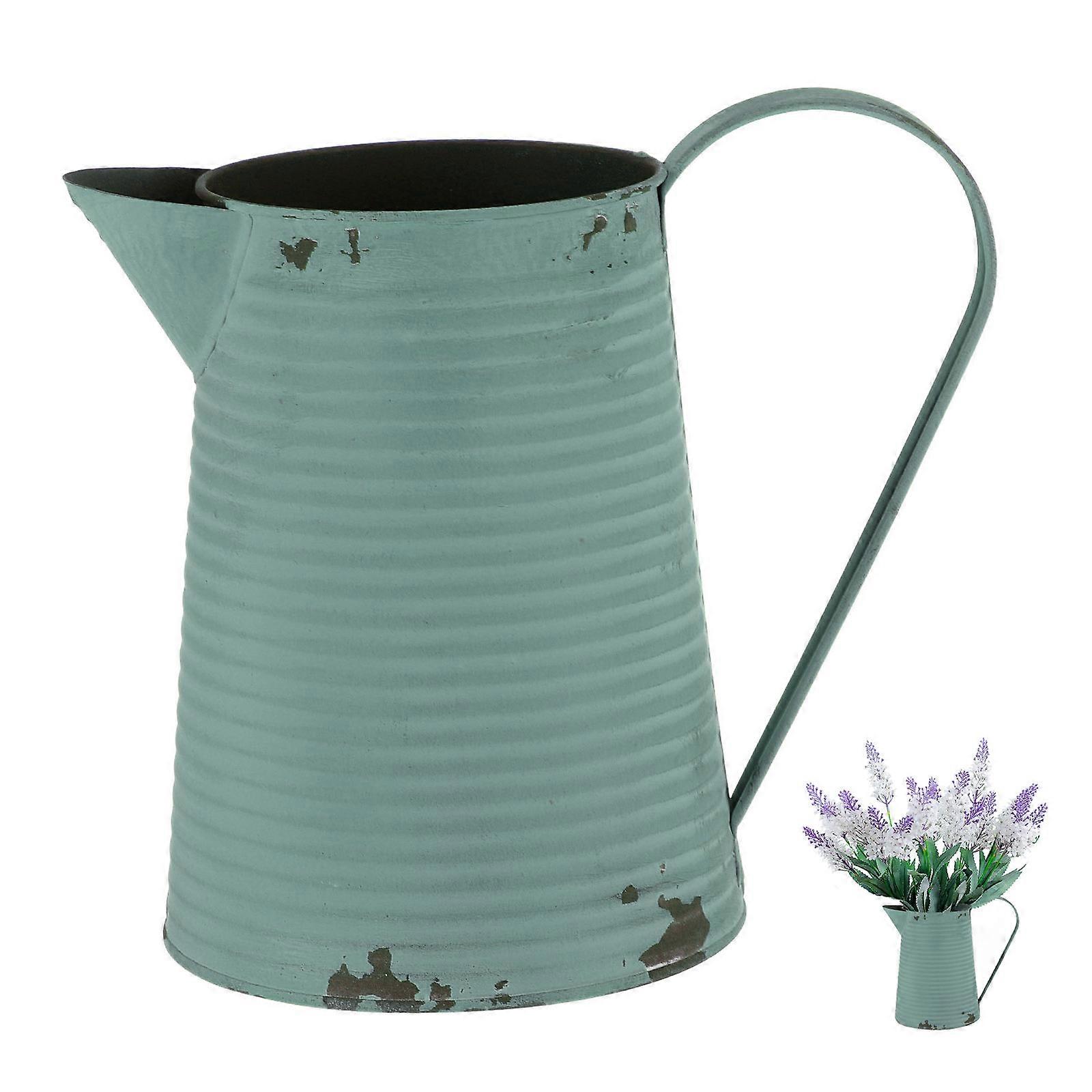Iron Planter Vintage Flower Container for Home Use 2Pcs Sky-Blue