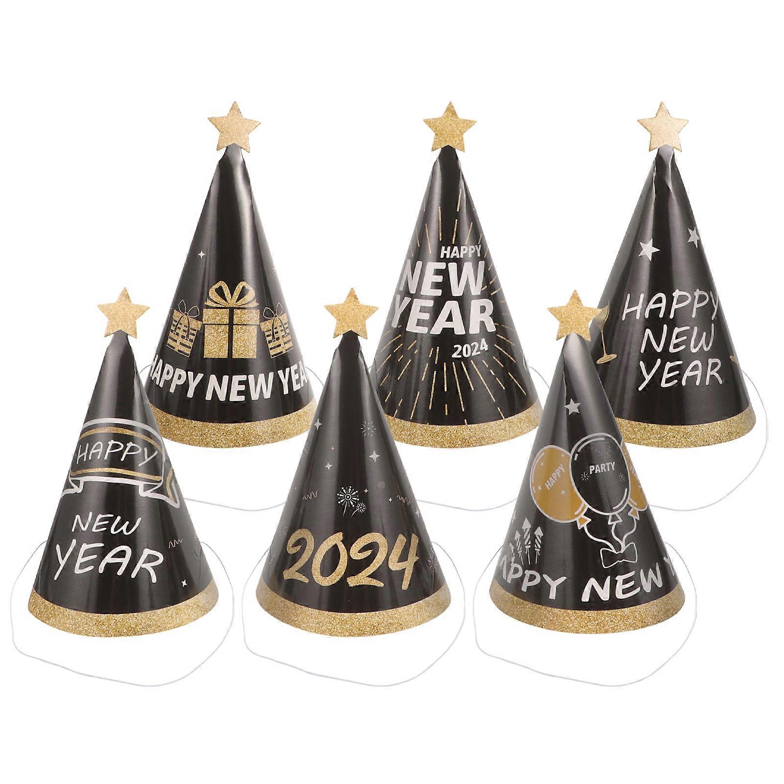 Happy New Year Paper Hats Party Paper Hats for 12Pcs Festive Party Supplies