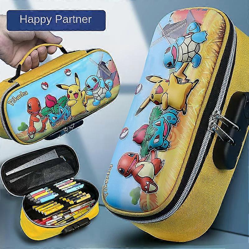 Pokemon Pikachu 3D Three-Dimensional Password Lock Pencil Case Large Capacity Multi-Layer Zipper Stationery Box Boy Girl Gift