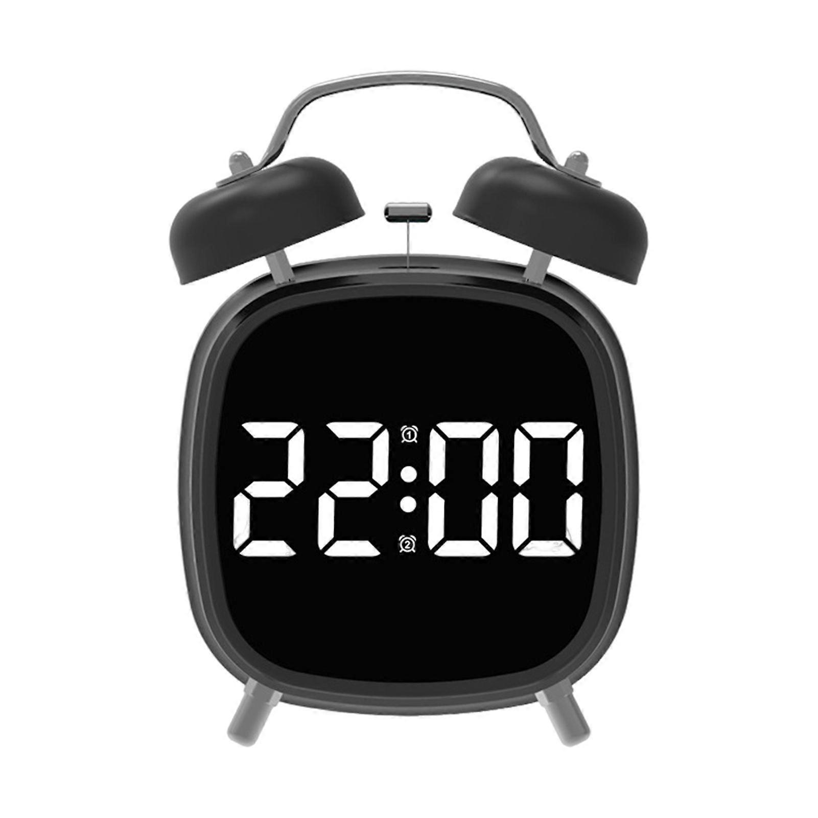 Small Digital Alarm Clock with LED Display Large Screen Snooze Function Adjustable Battery Powered Desk Clock