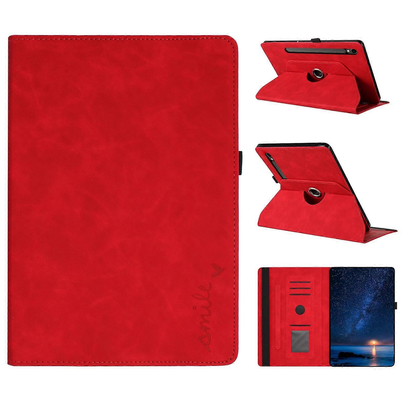 Smile Embossed Rotation Holder Leather Smart Tablet Case
