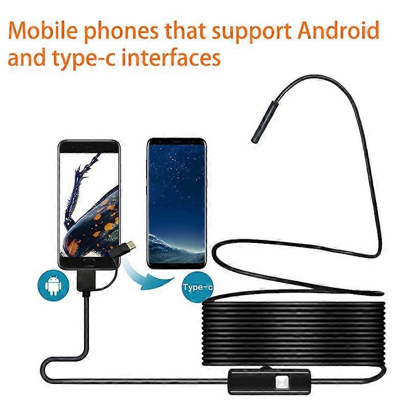5.5mm Android Phone Type-C Borescope Usb Inspection Camera Hd,6 Adjustable Led Light