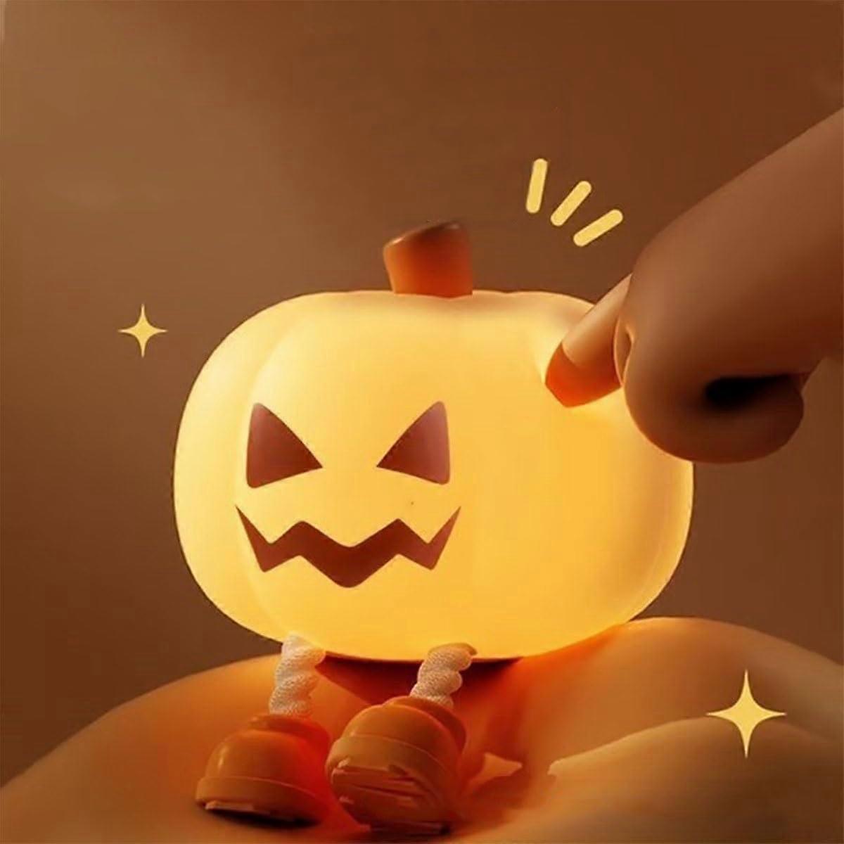 Pumpkin Night Light Squishy Silicone Lamp Rechargeable Dimmable Touch Portable Bedside Orange