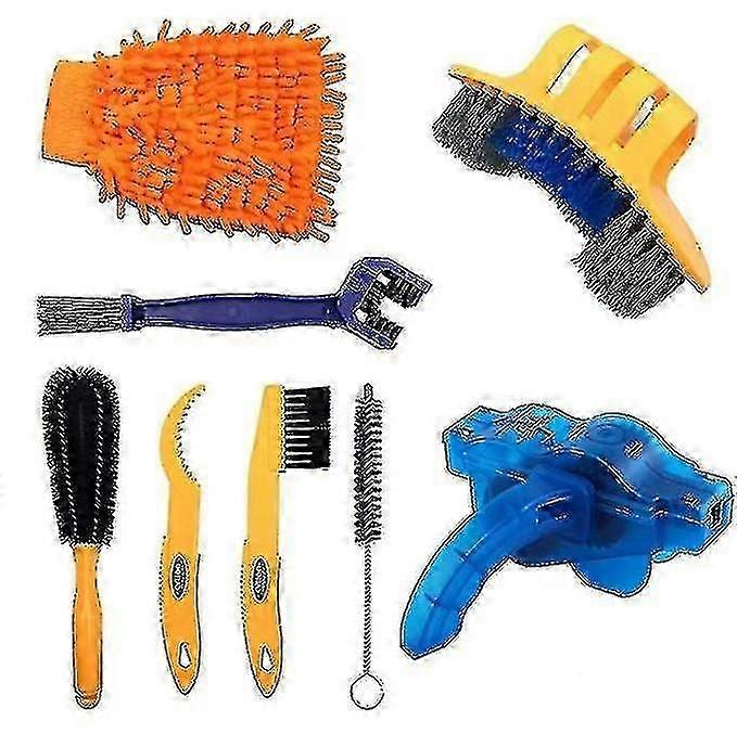 8 adet Bisiklet Temizleme Aracı Kiti Bisiklet Temizleme Fırçası Bisiklet Zinciri Temizleyici Dağ Bisikleti Bakım Aracı