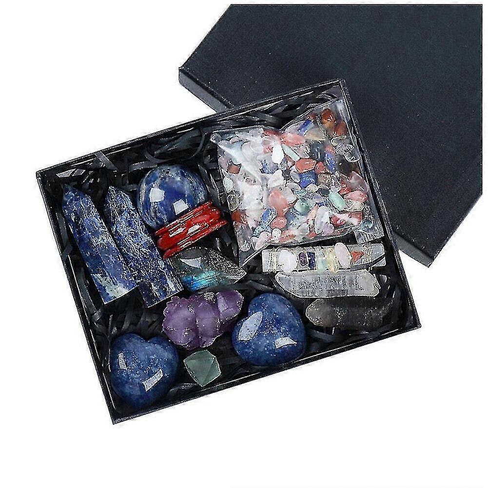 1 Box Natural Crystal Set Rough Stone Gravel Minerals, Blue