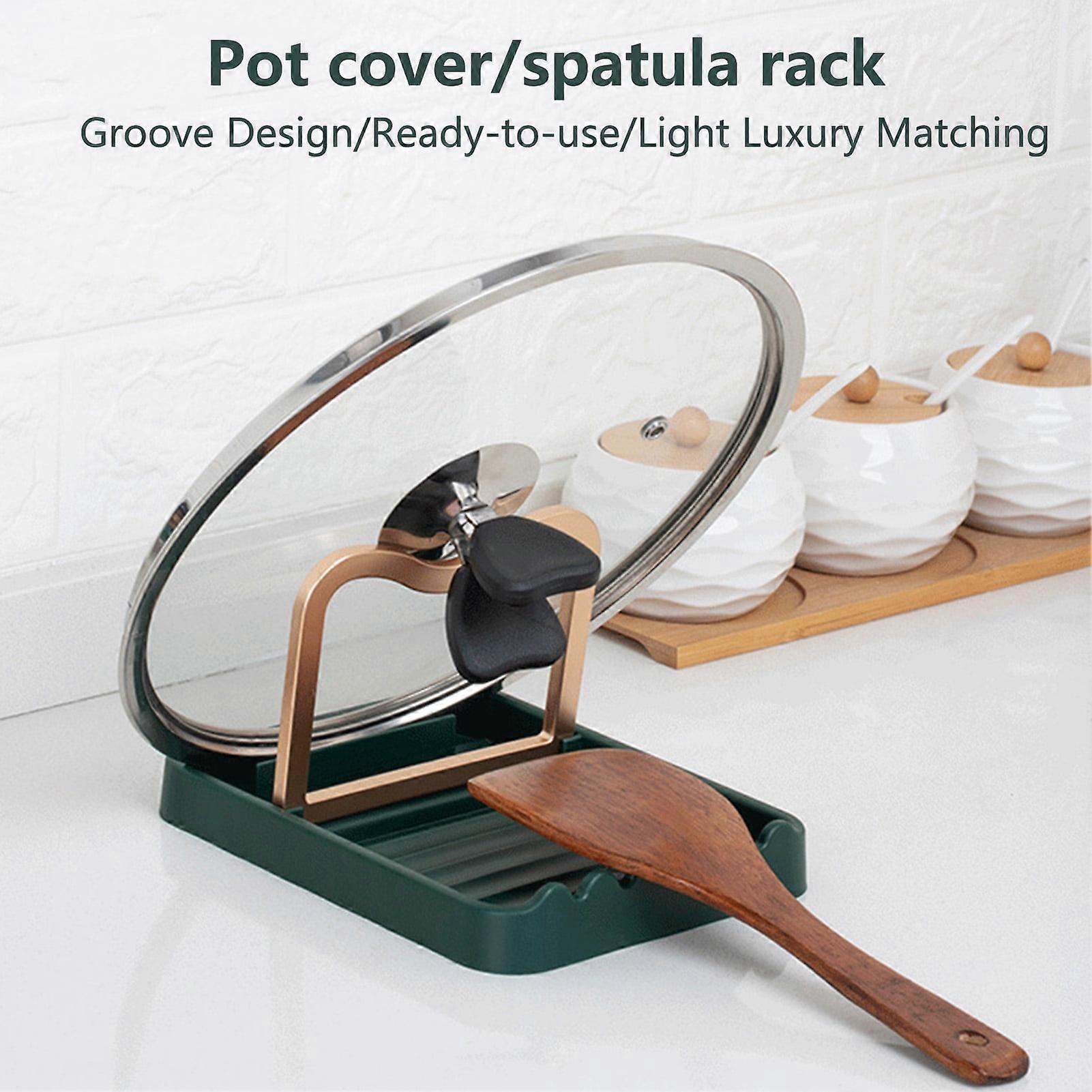 Hariumiu Pot Lid Rack Groove Design Easy to Clean Multifunctional Cutlery Holder Countertop Organizer Kitchen Gadget