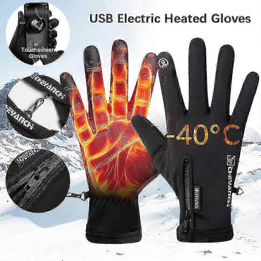USB Heated Winter Gloves for Cycling & Commuting, Touchscreen Non-Slip Thermal Gloves