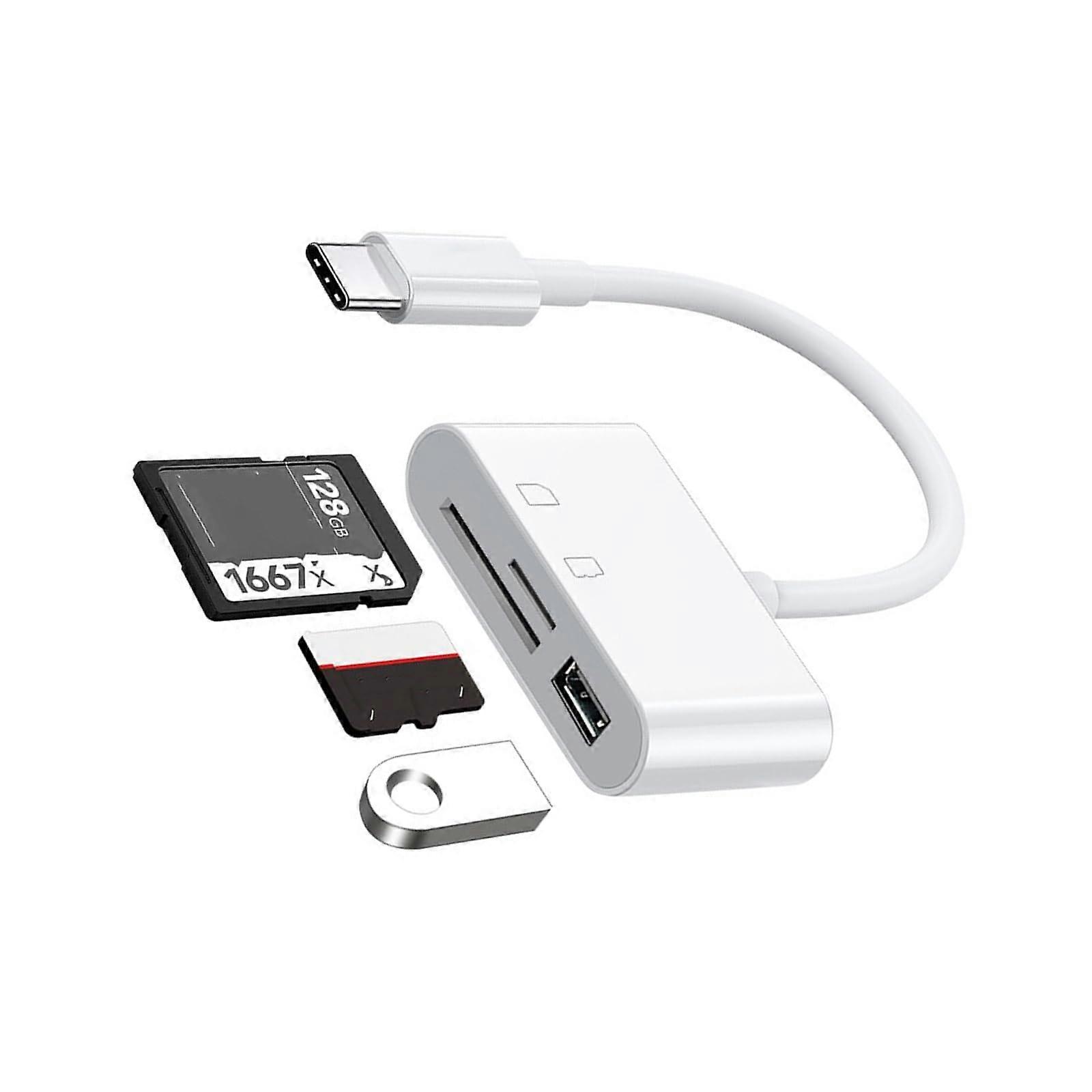 USB Type C To Double Slot Card Reader No Driver Needed Fast File Transfer PVC Texture For Travel And Business Use